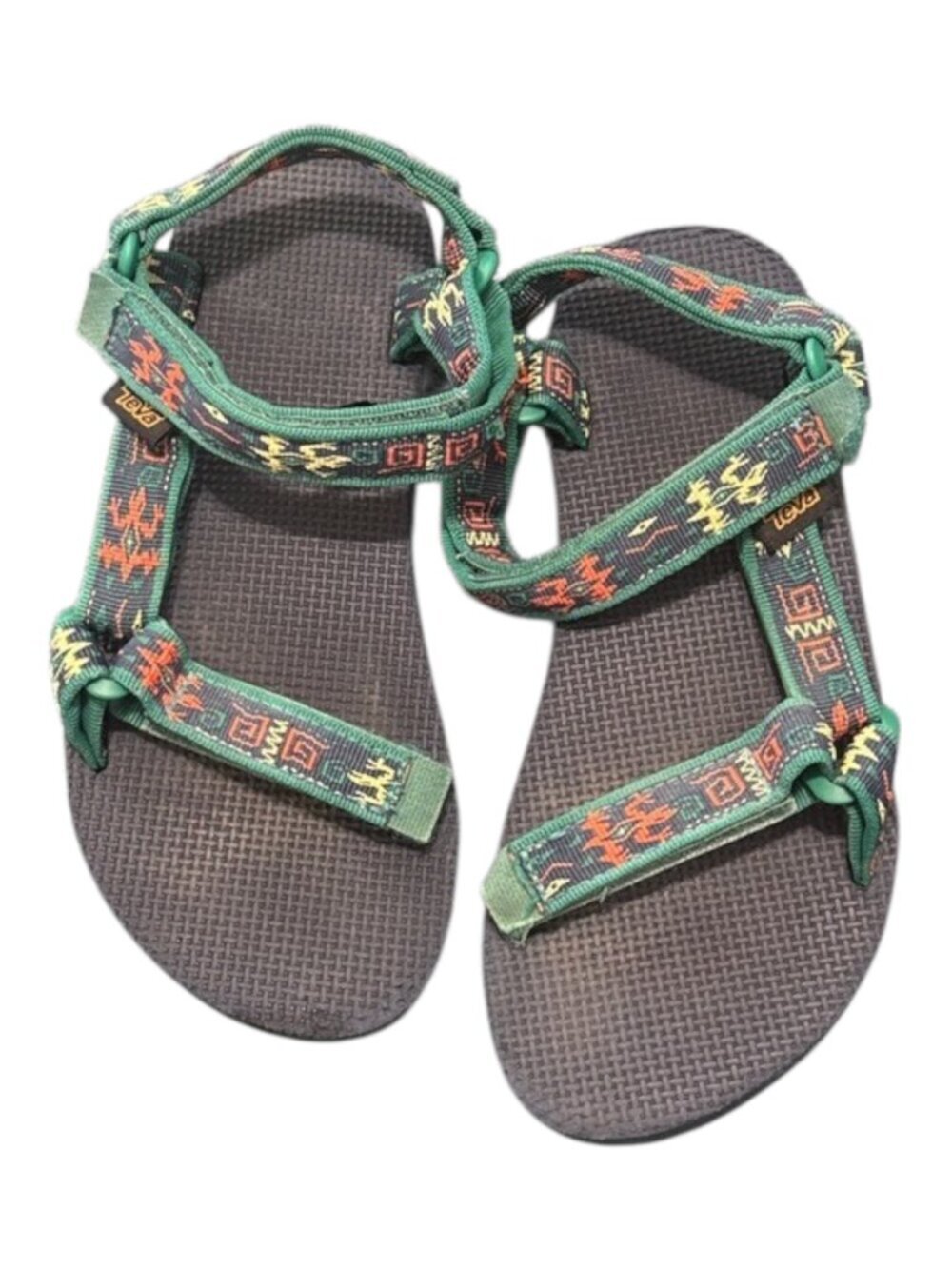 Teva Green Strappy Outdoor Sandals Kids Size 3 Aztec Print 1116656C